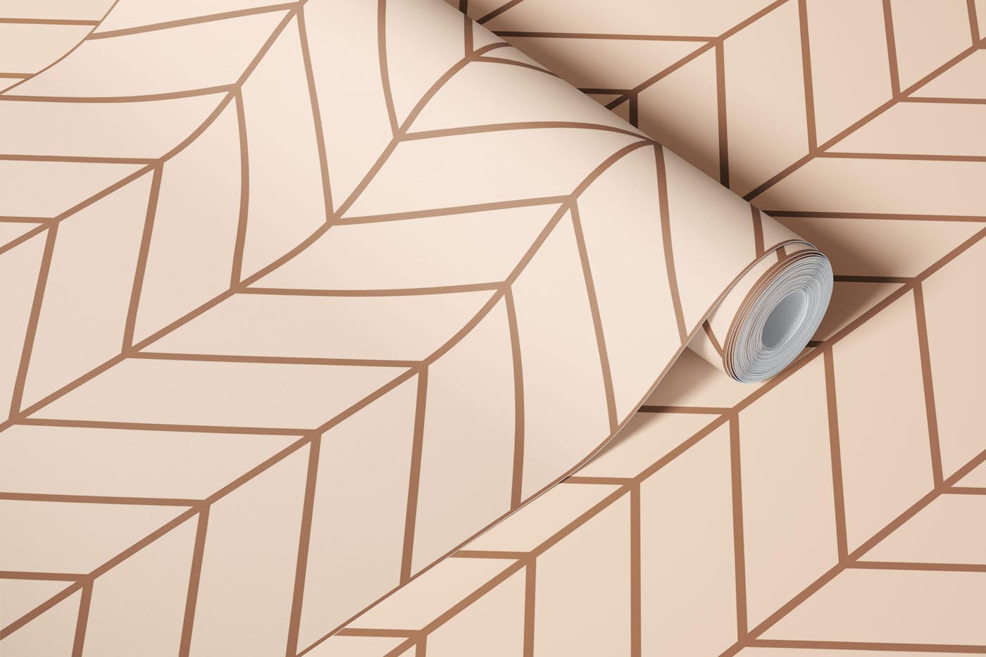 Chevron Pattern - Macchiato on Cream wallpaper roll