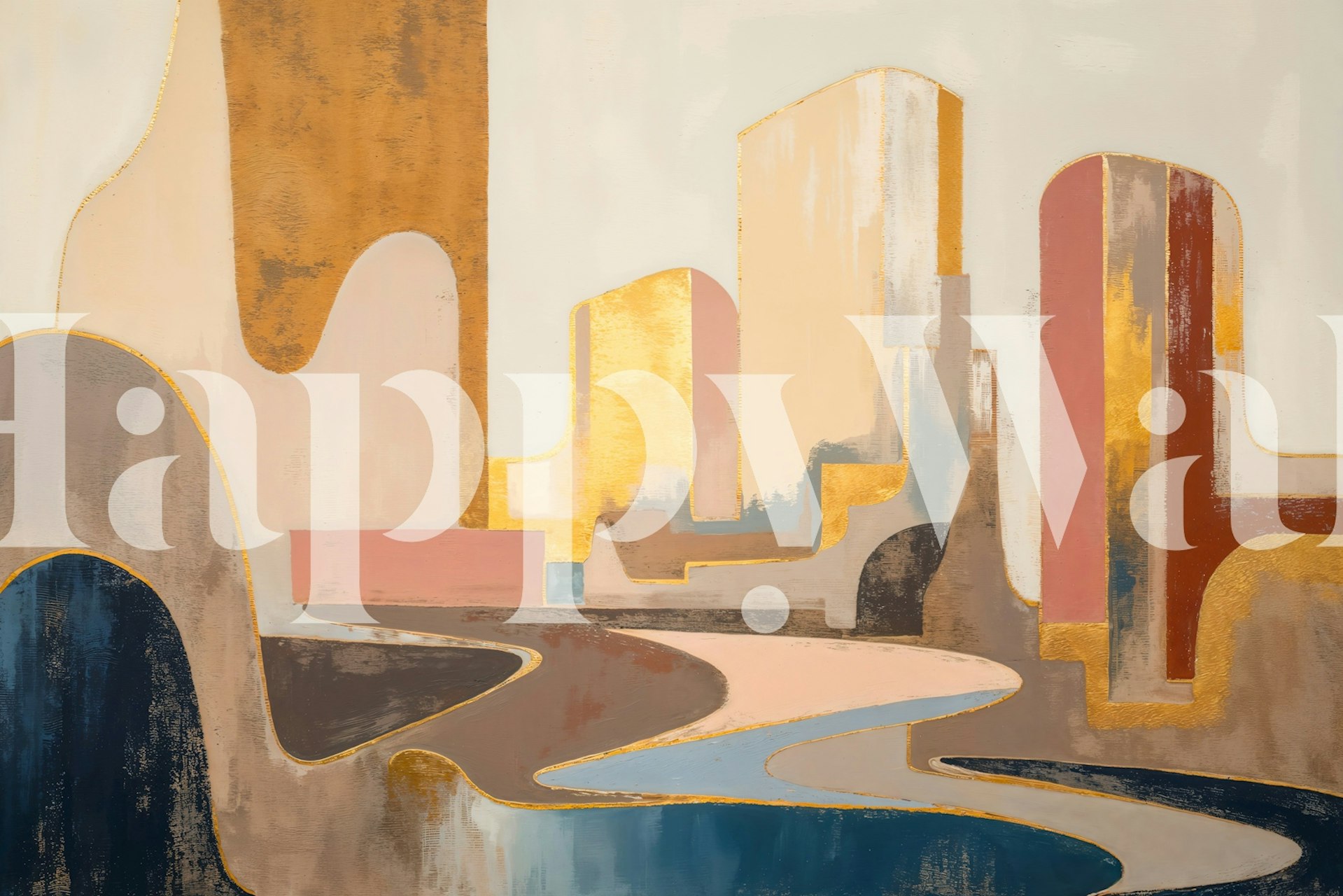 Design de papel de parede Urban Lights Symphony em um quarto