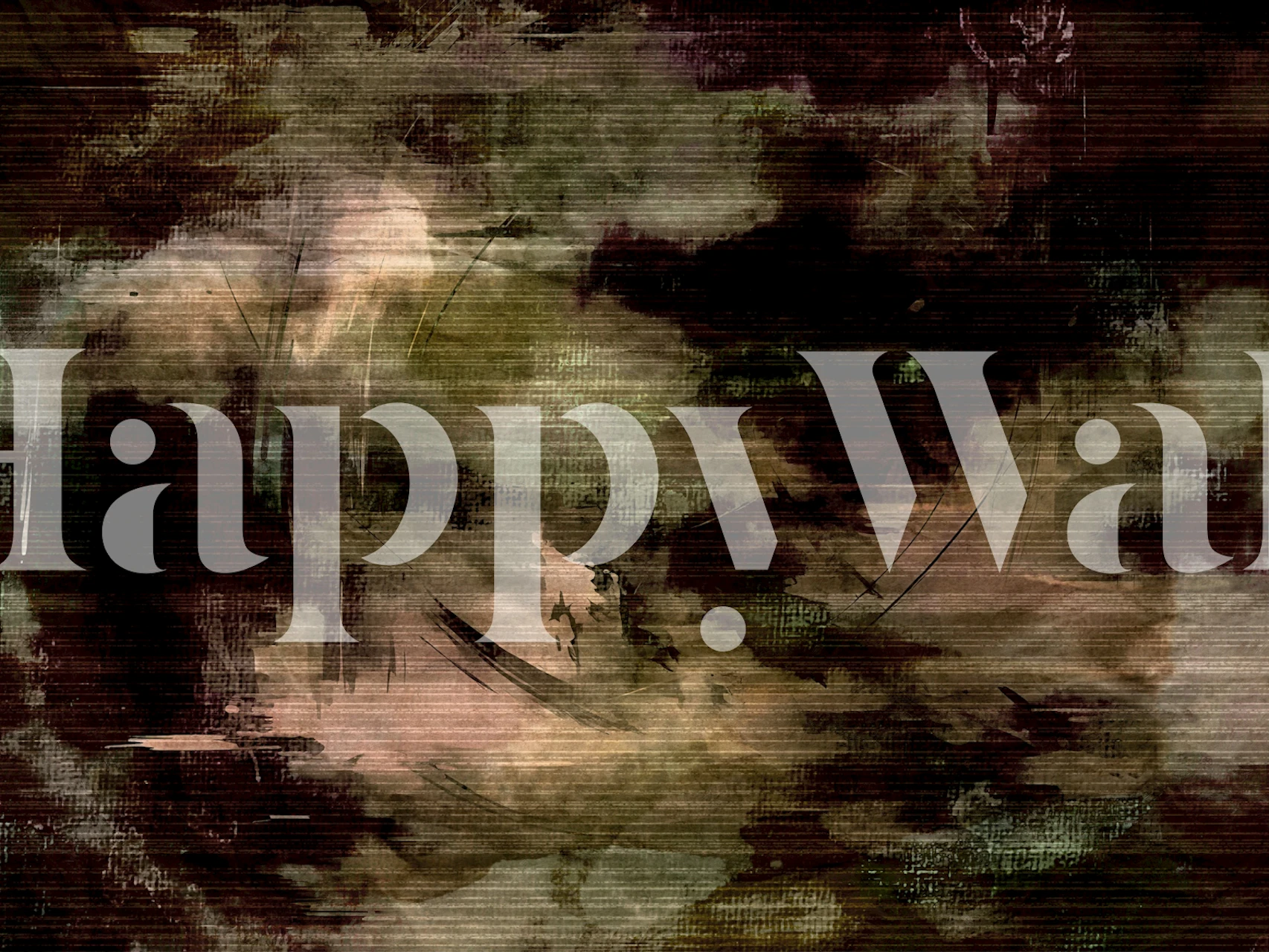 Floral ink pattern with brown, cream, and green tones wallpaper