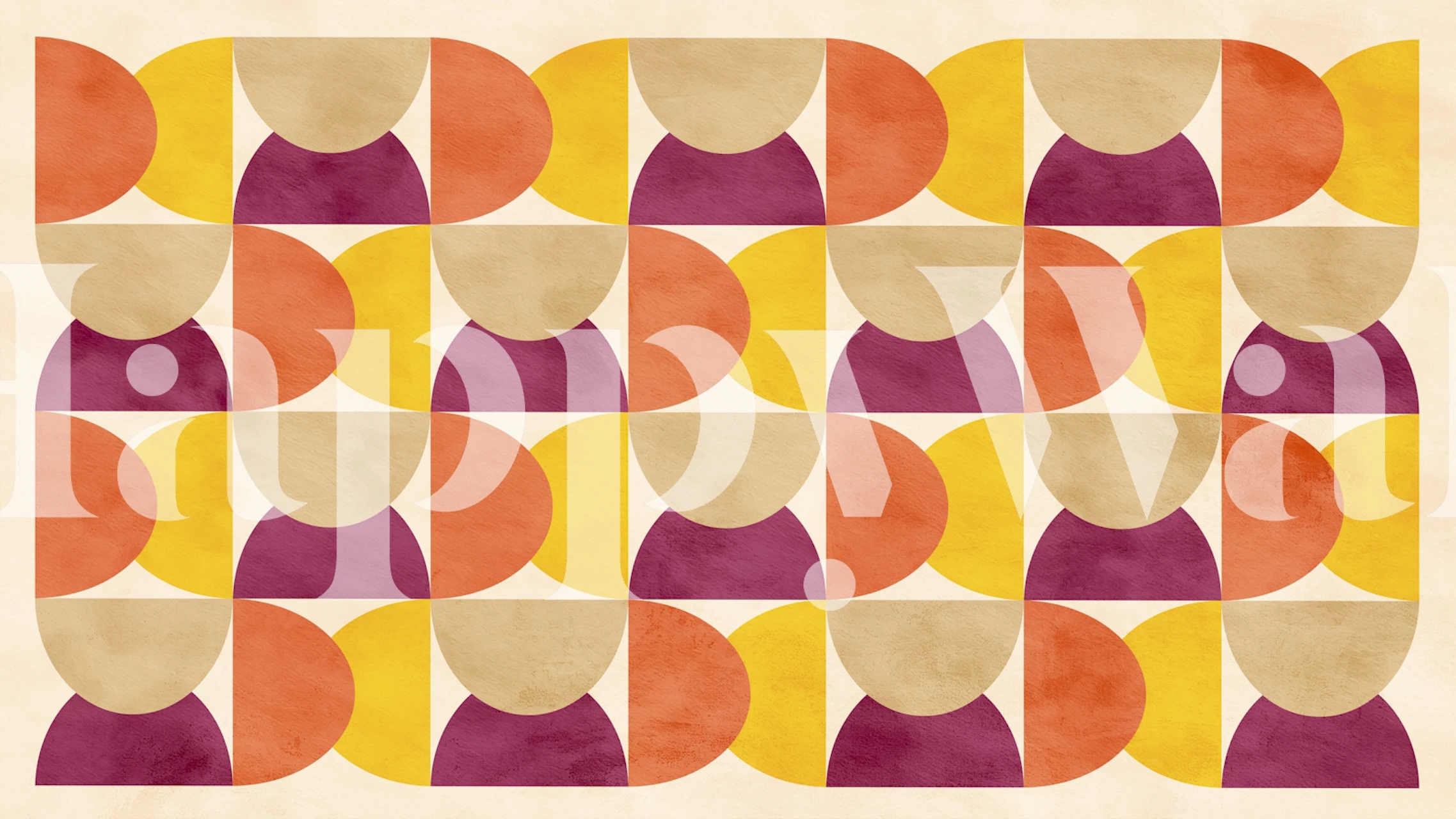 Colorful abstract geometric shapes in orange, yellow, and purple wallpaper