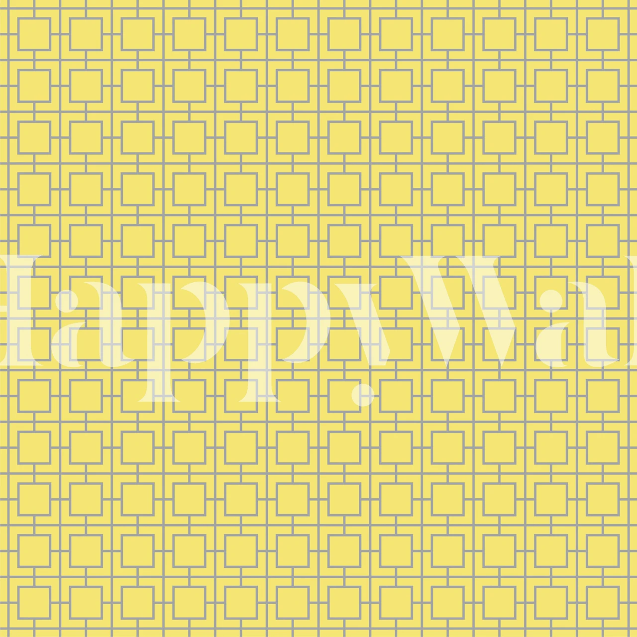 Yellow geometric grid pattern with outlined squares wallpaper