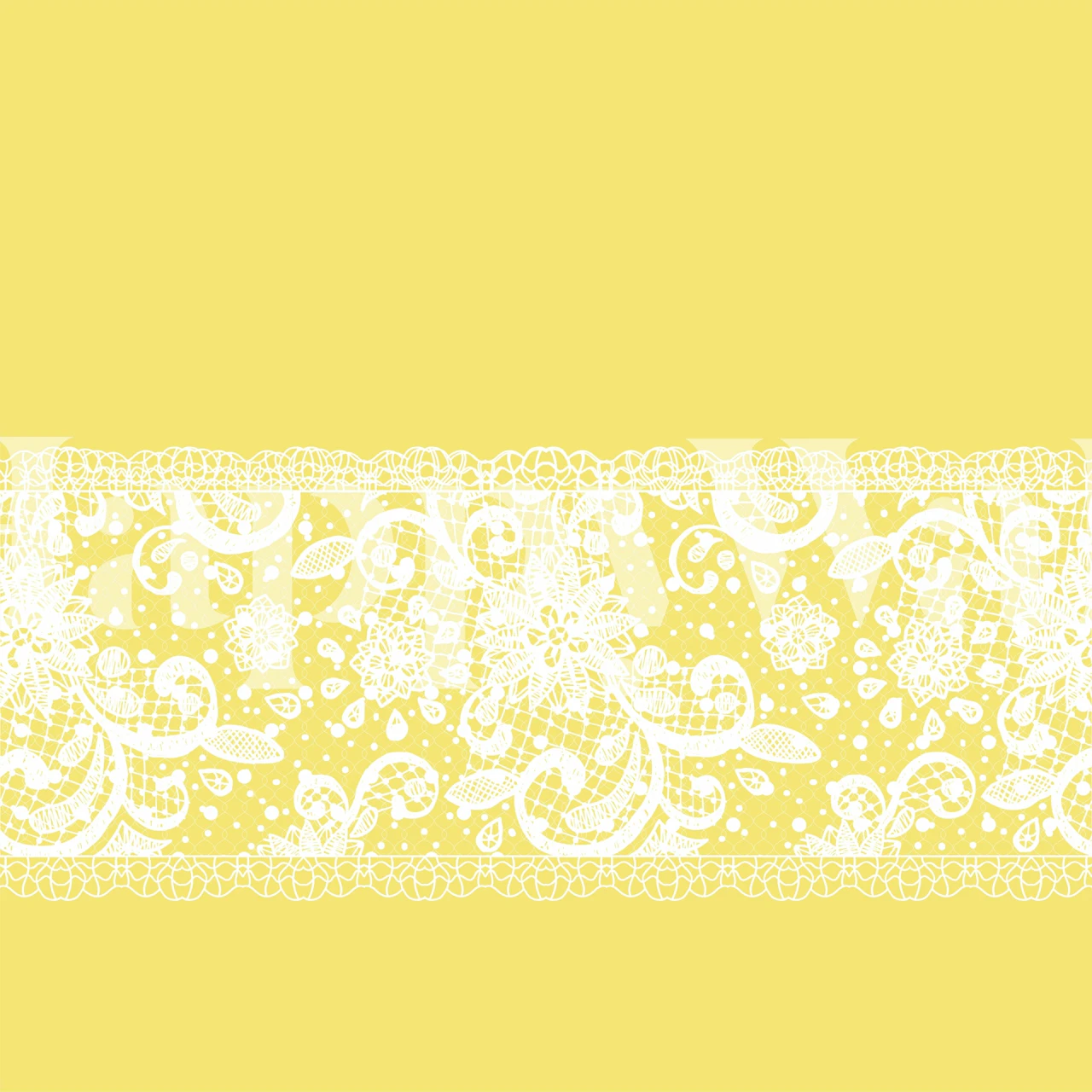 Floral lace pattern in white over sunny yellow background wallpaper