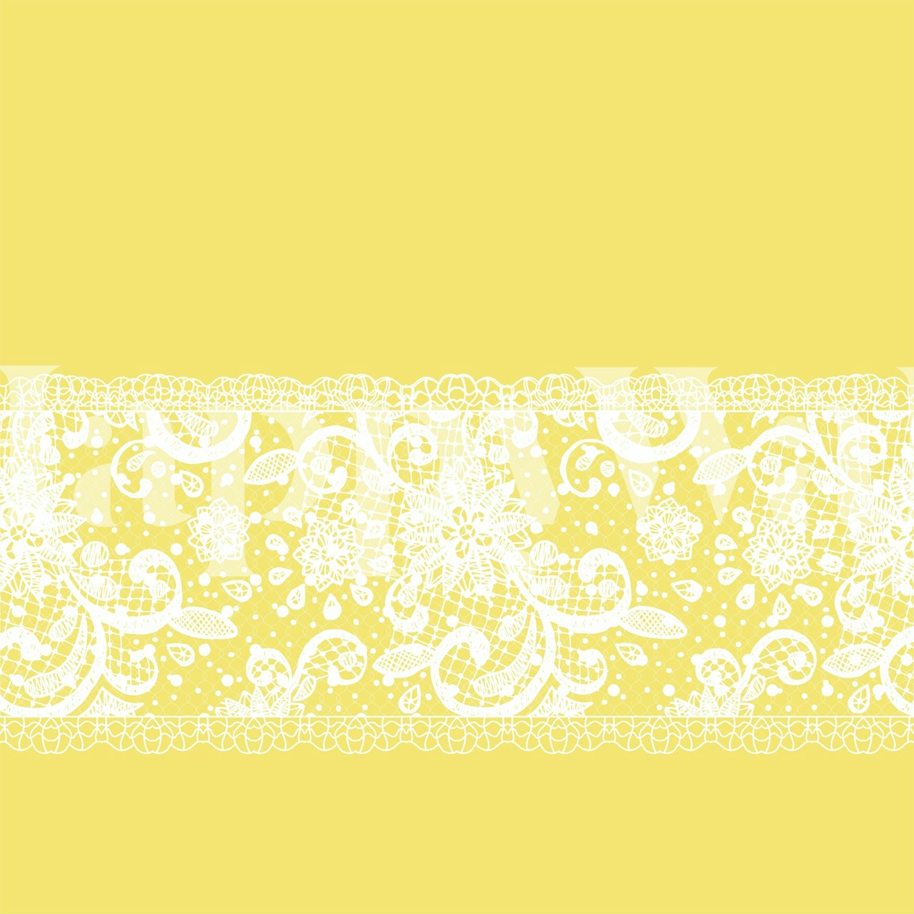 Floral lace pattern in white over sunny yellow background wallpaper