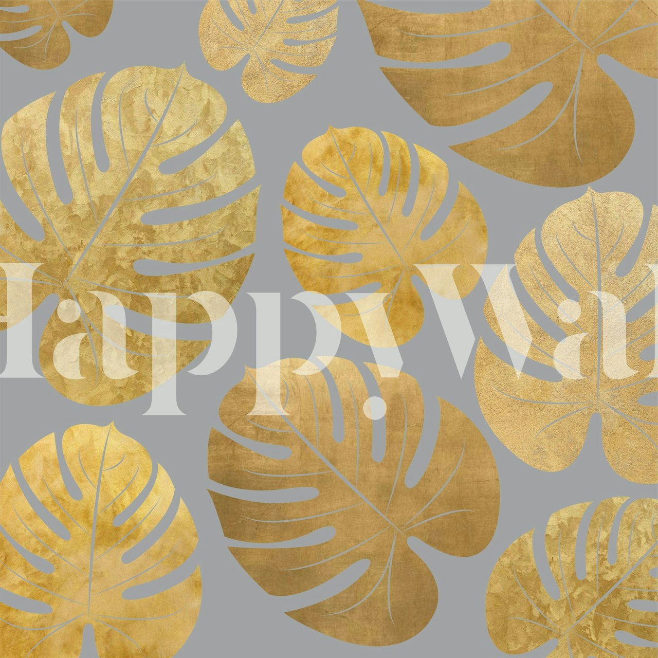 Carta da parati Metallic Leaf Chic in una stanza