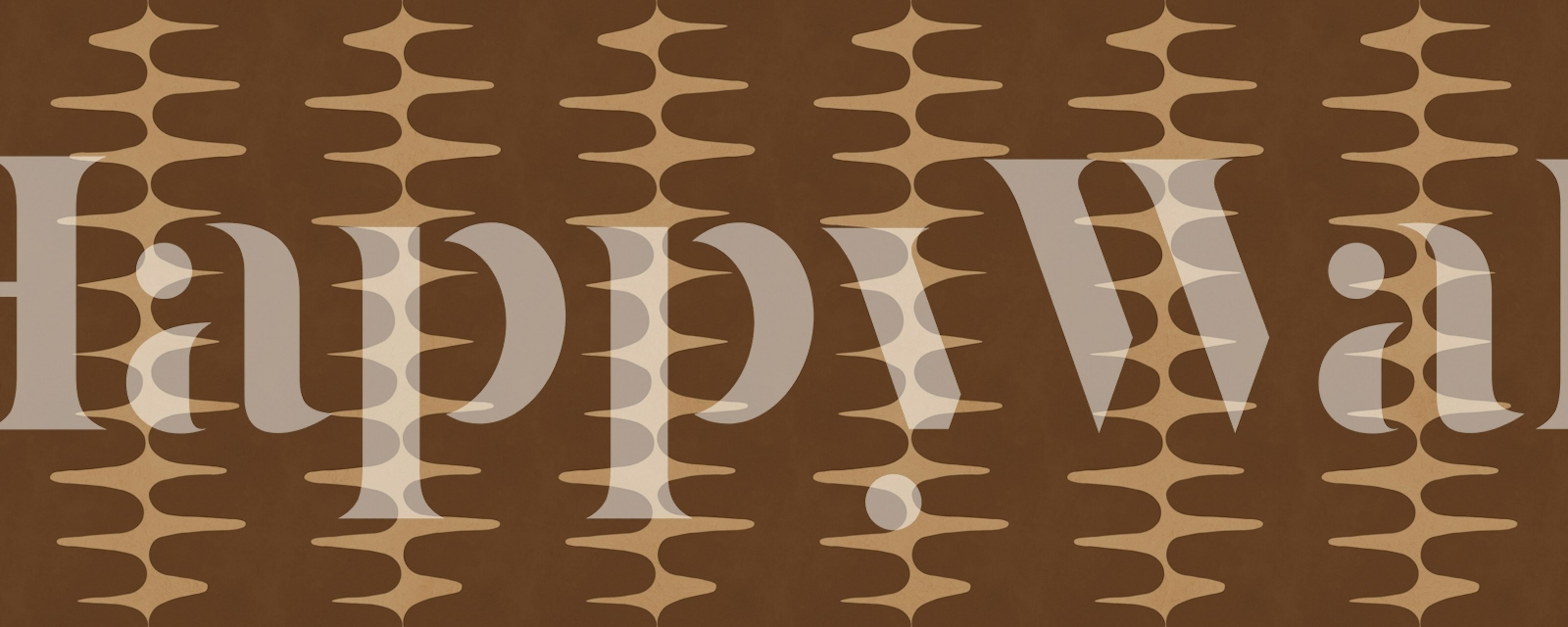 Mid-century modern abstract patterns in brown and beige wallpaper