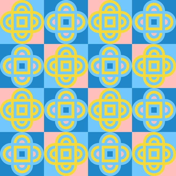 Quatrefoil Geometric Tile Pink Blue Yellow