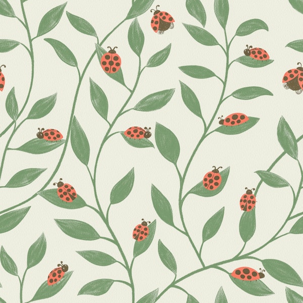 Ladybug Garden Pastel Sage Green Cream