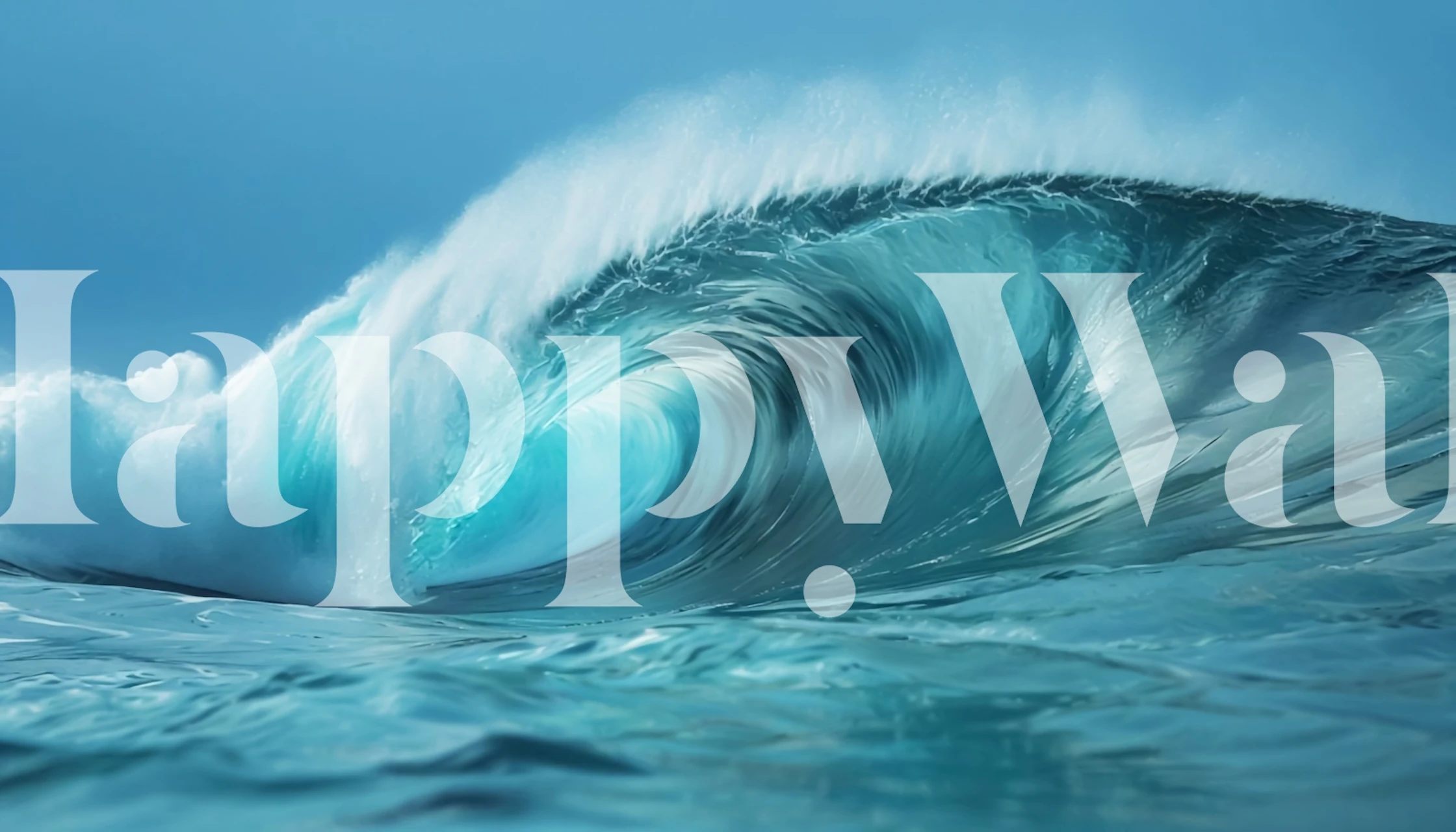 Blue ocean waves with foam wall mural