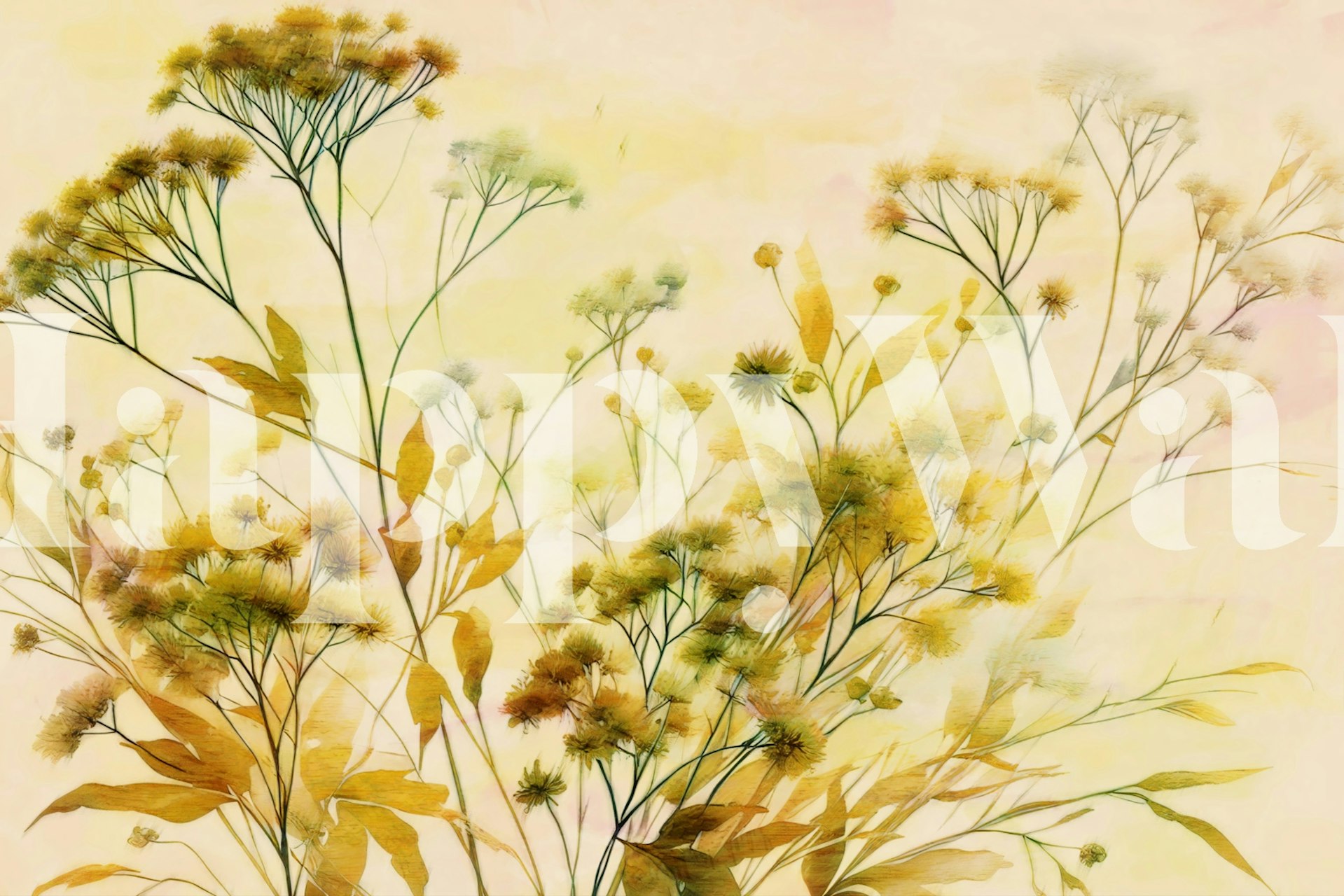 Carta da parati French Mimosa Meadow in una stanza