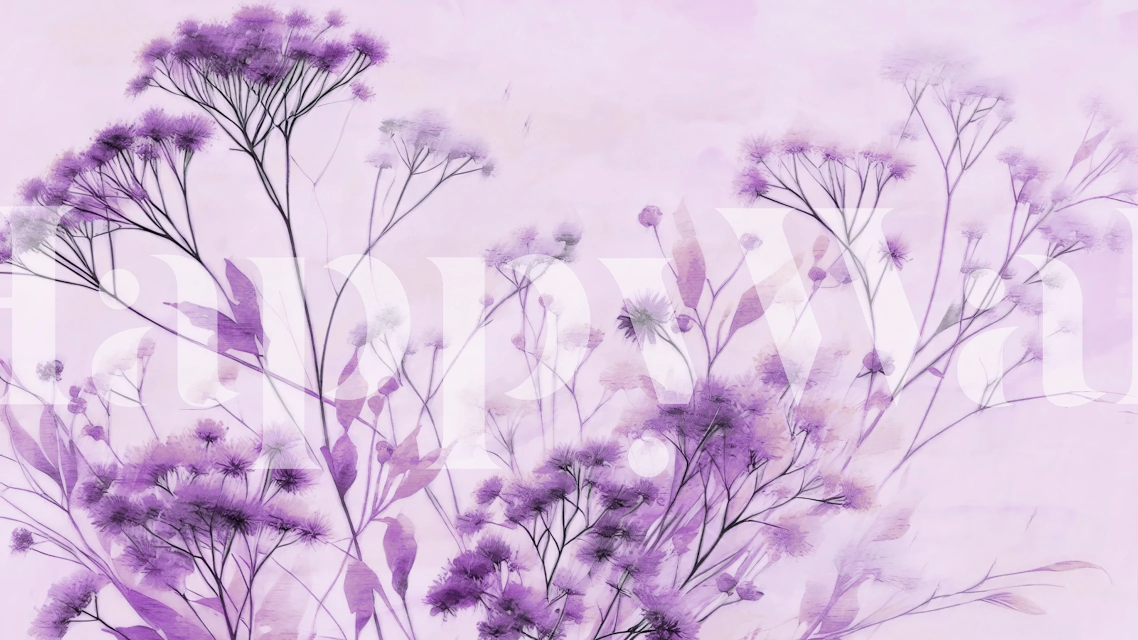 Purple Mimosa Flowers tapet i et rom