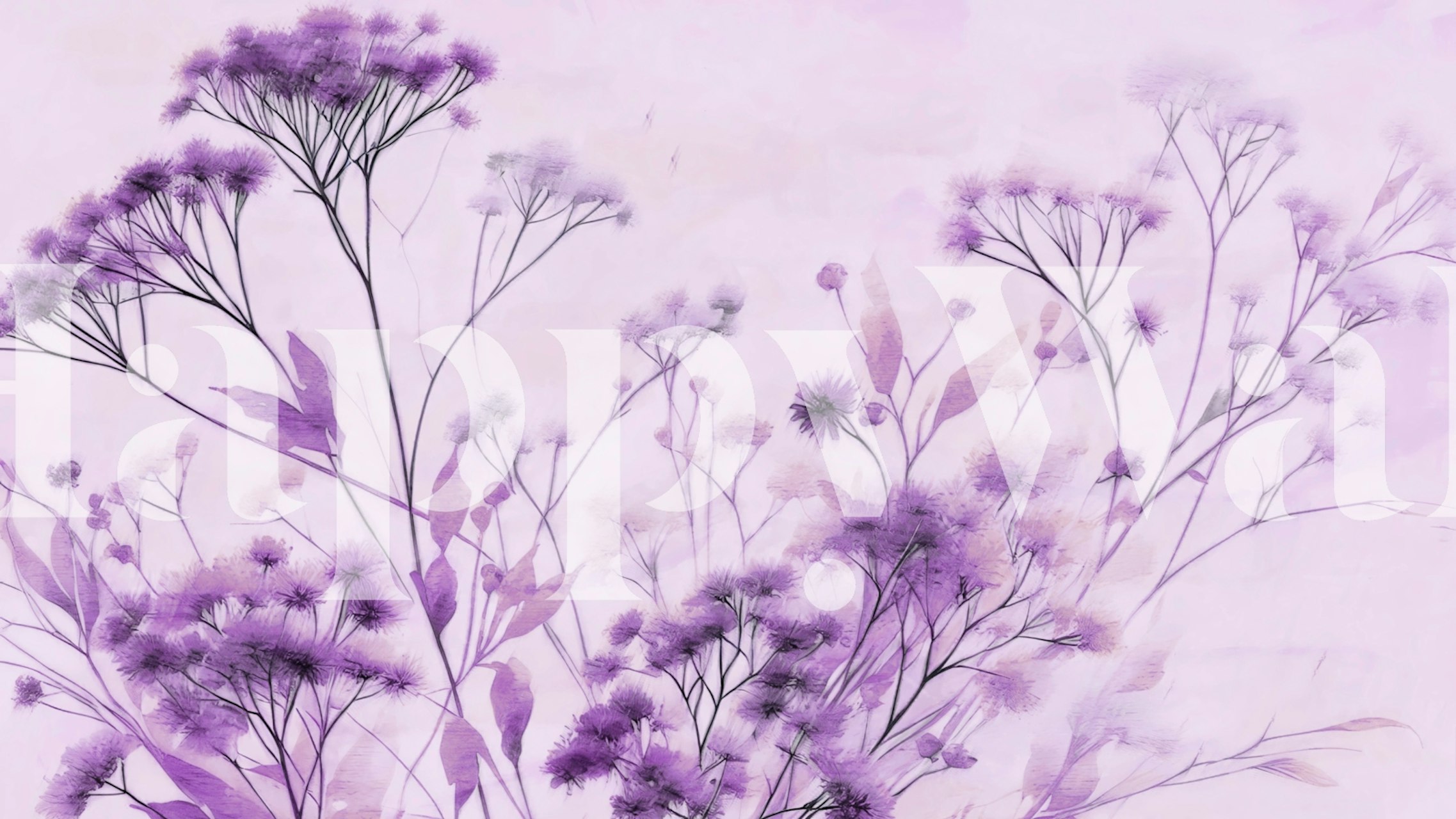 Papel de parede Purple Mimosa Flowers em um quarto