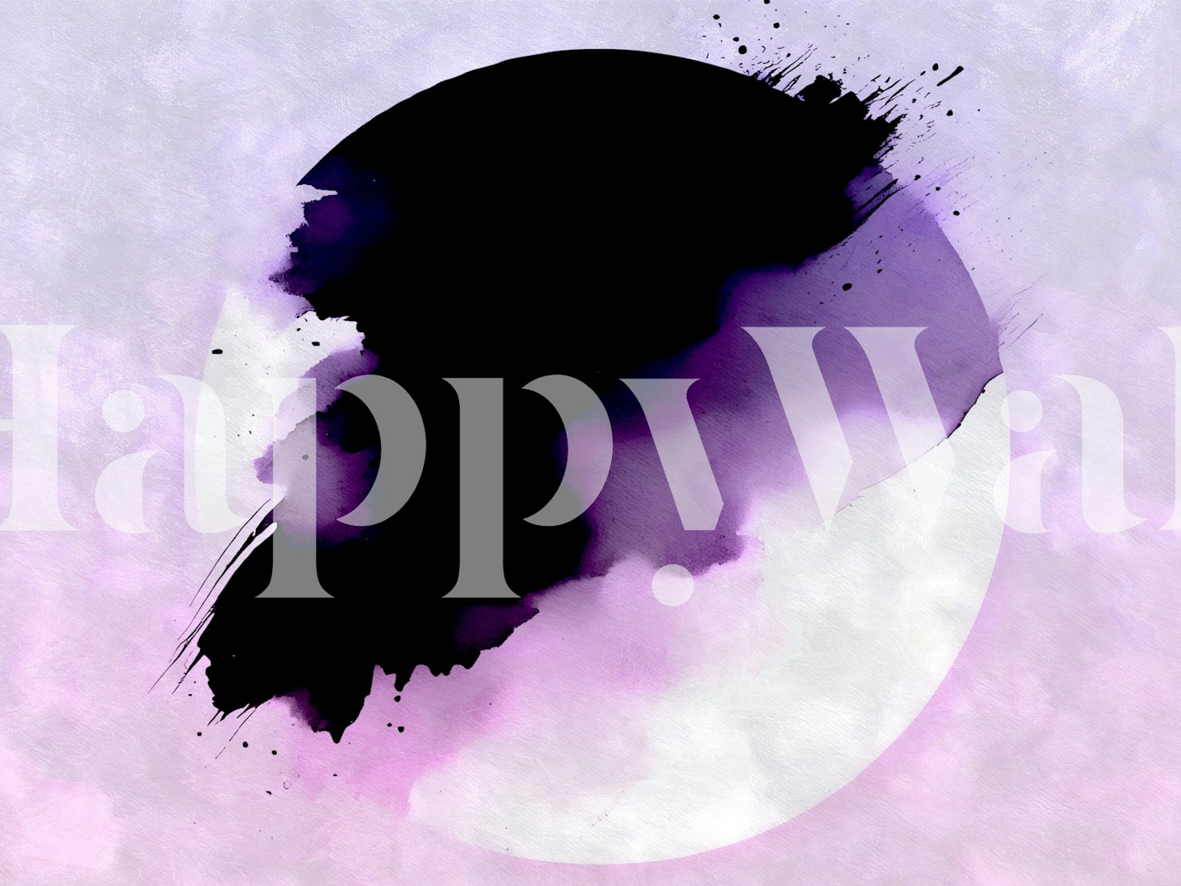 Purple watercolor splash and black circle abstract wallpaper