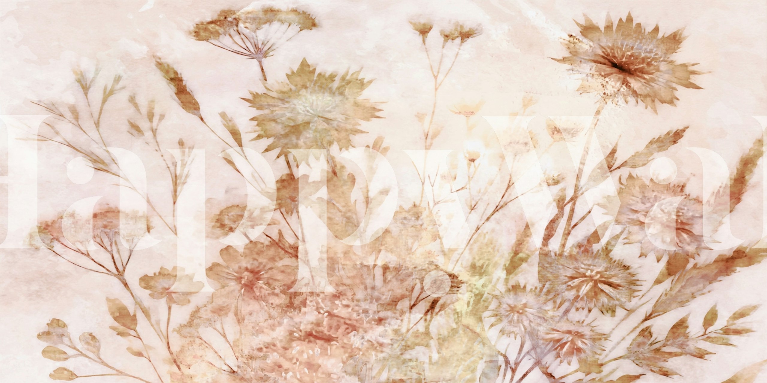 Dried autumn florals in soft colors wallpaper