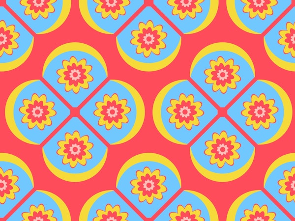 Fleur Floral Geometric Diamond Tile Blue Red