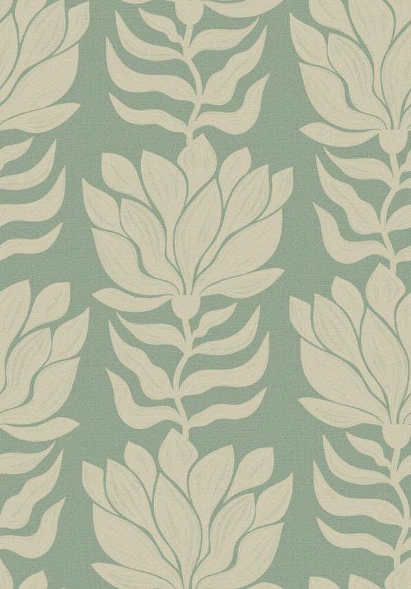 Wavy Abstract Boho Flowers Sage Green