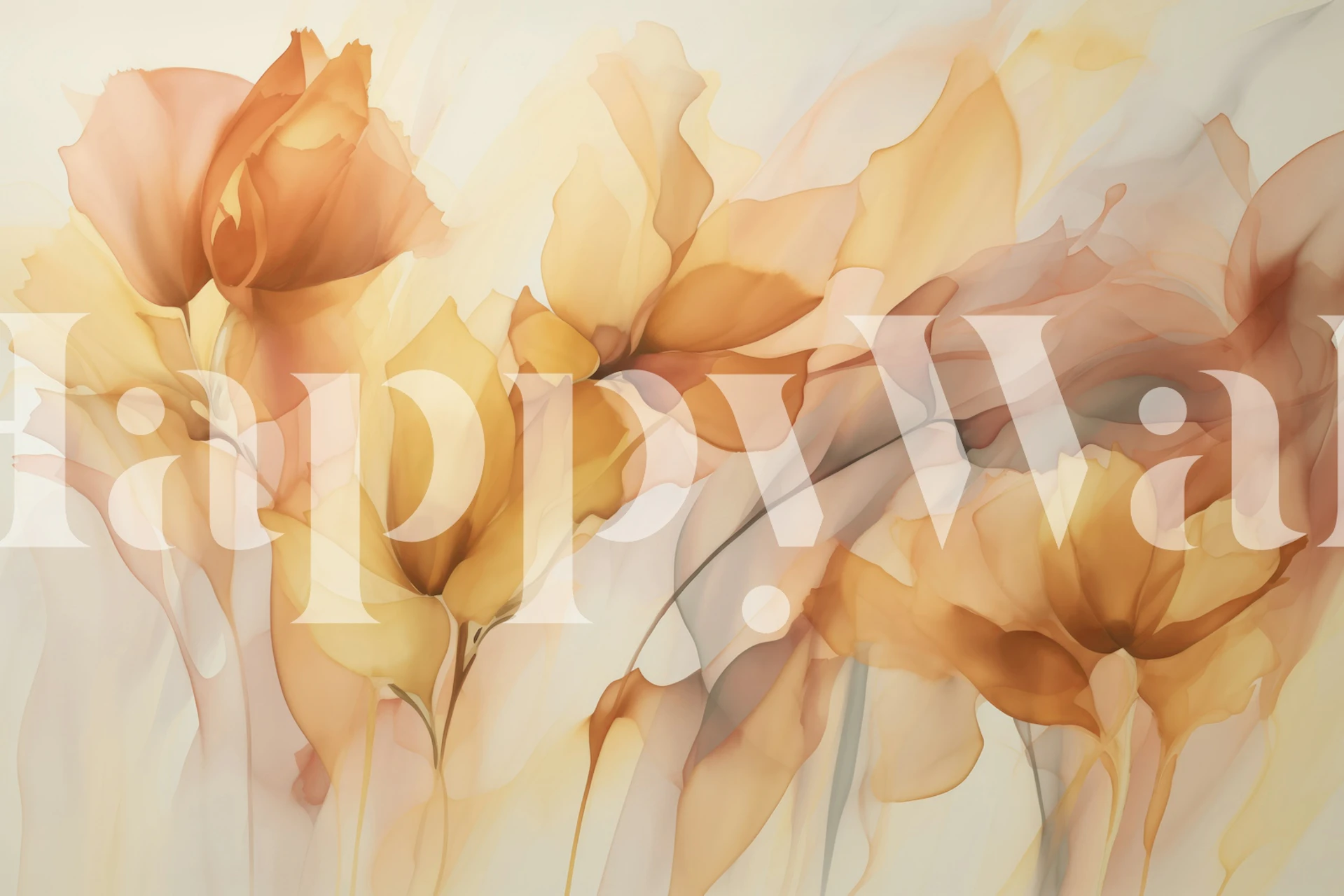 Peach and golden floral abstract wallpaper
