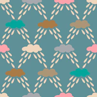 Cloudburst Kids Raindrops Pastels Dusty Blue tapete