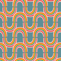 Rainbow Reflection Wavy Stripes Brights Blue tapet