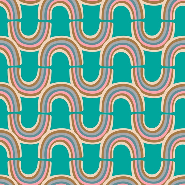 Rainbow Reflection Wavy Stripes Turquoise