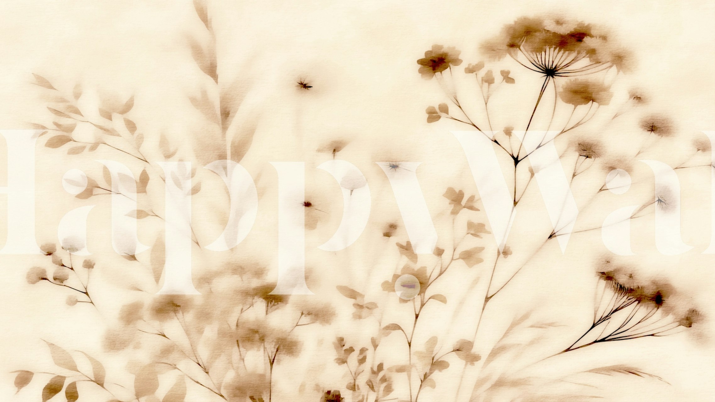 Tapeta Sepia Botanical Shadows v místnosti