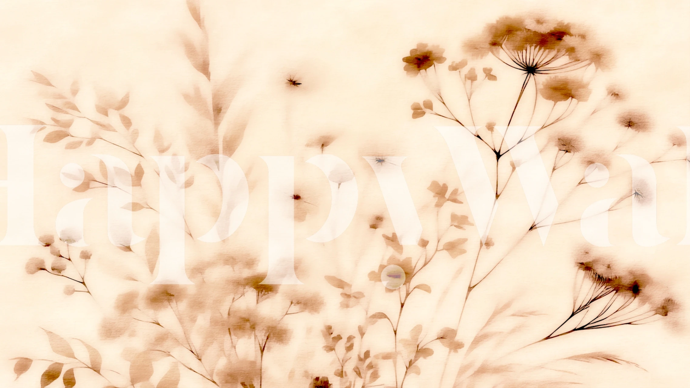 Papel de parede Sepia Botanical Shadows em um quarto