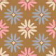 In Bloom Abstract Floral Retro Pastels Brown