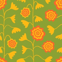 Nectar Abstract Retro Mod Floral Yellow Green wallpaper