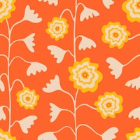 Nectar Abstract Retro Mod Floral Cream Orange papel de parede