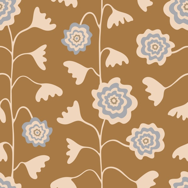 Nectar Abstract Retro Mod Floral Cream Brown