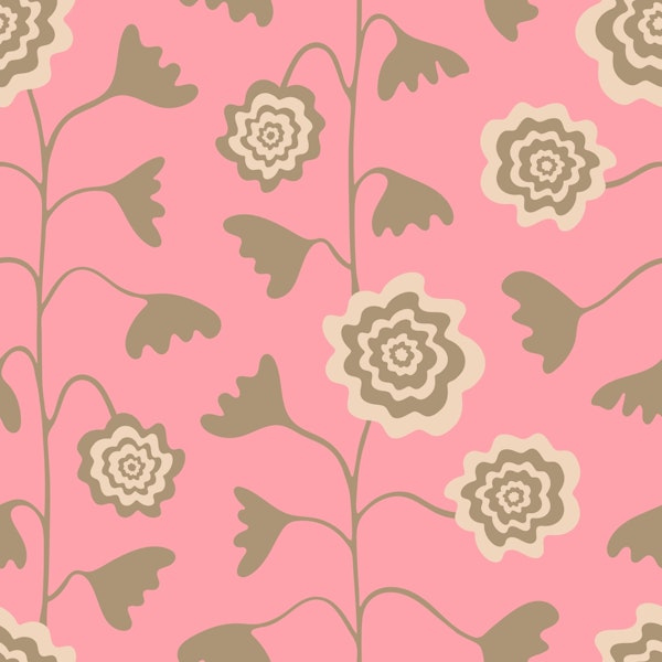 Nectar Abstract Retro Mod Floral Beige Pink