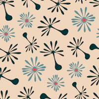 Blowing Dandelions Retro Mod Floral Cream wallpaper