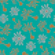 Blowing Dandelions Retro Mod Floral Turquoise