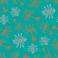 Blowing Dandelions Retro Mod Floral Turquoise behang