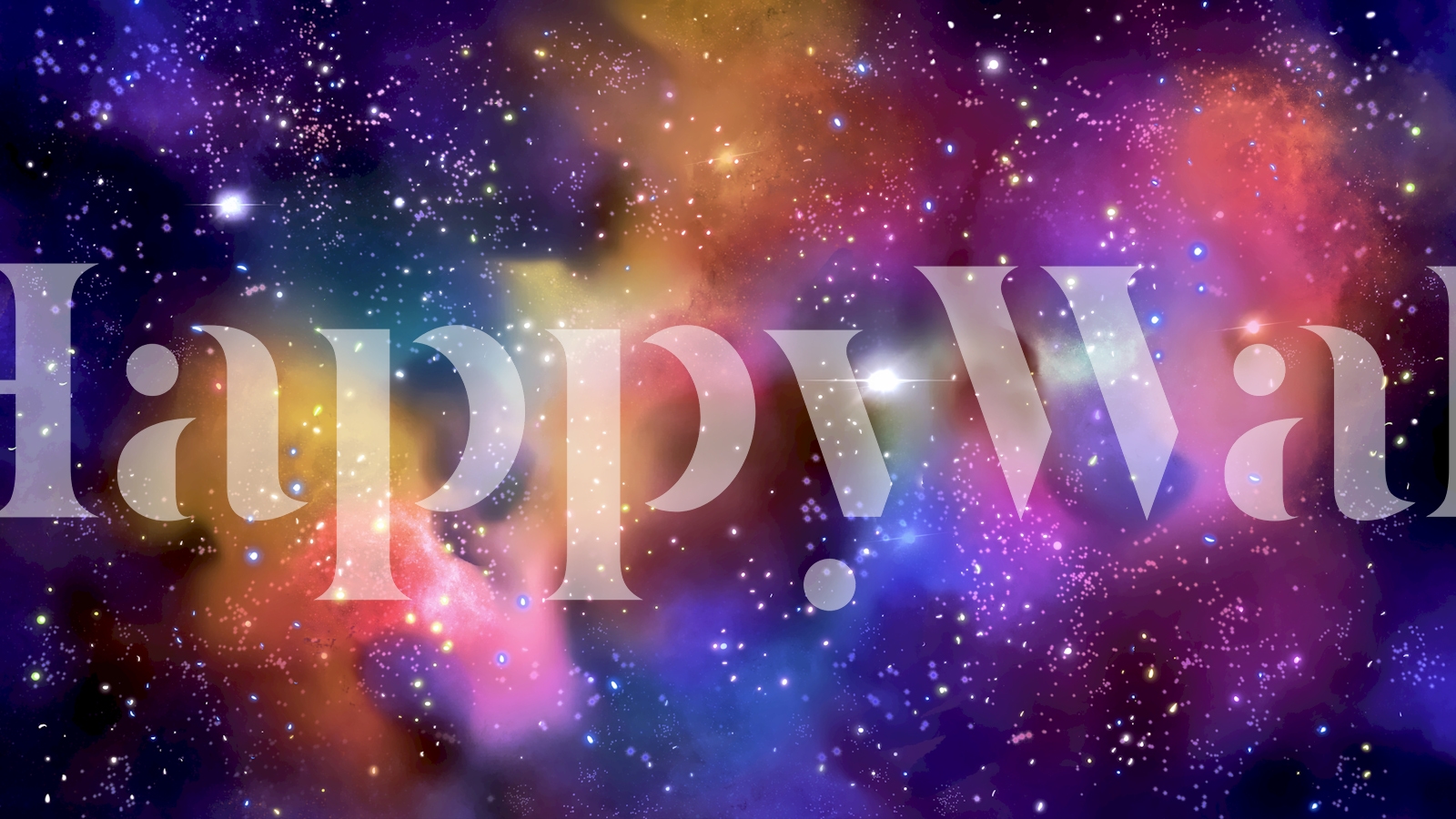 Colorful galaxy wallpaper with nebula patterns in blue, purple, pink, and yellow shades