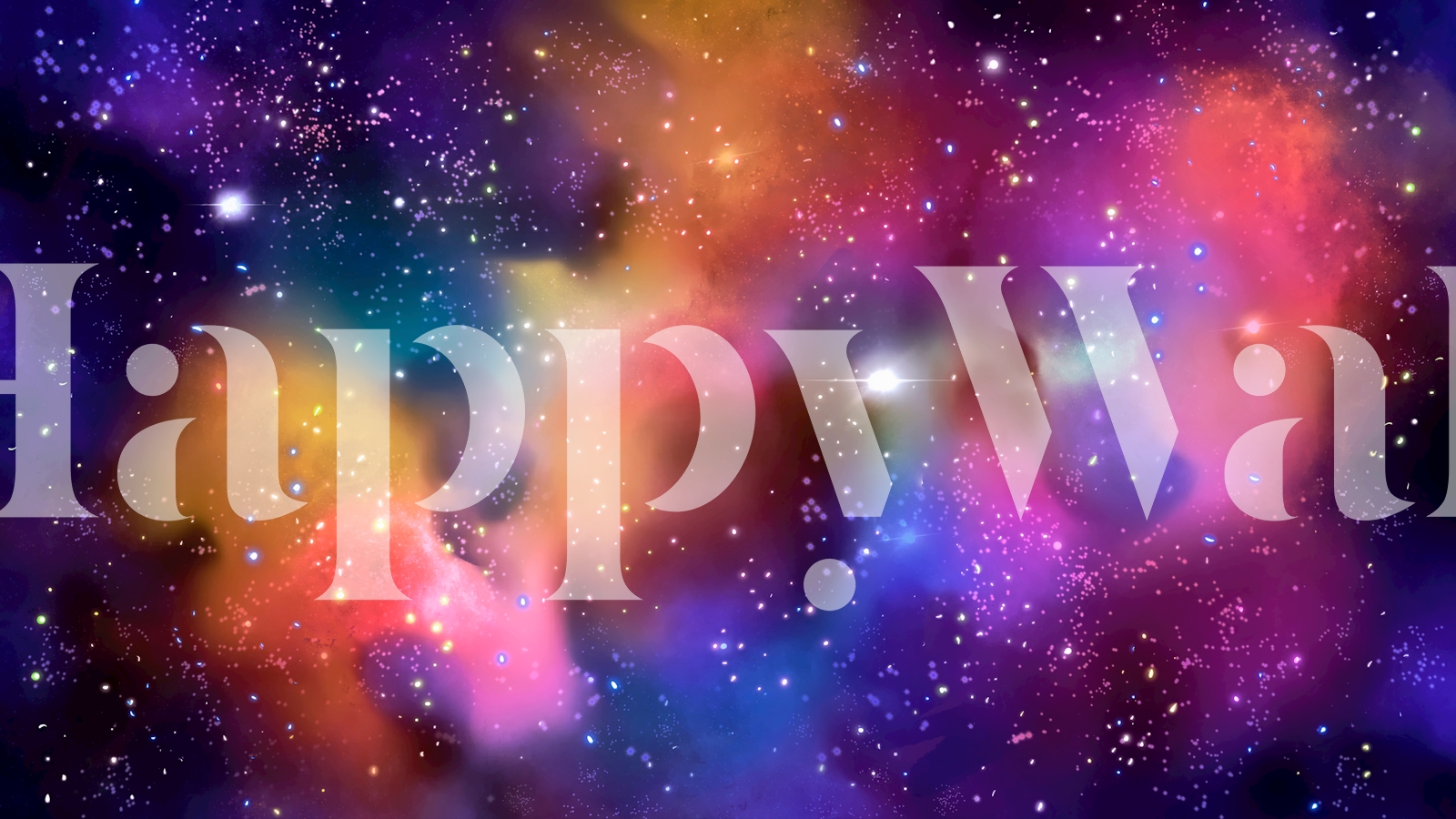 Colorful galaxy wallpaper with nebula patterns in blue, purple, pink, and yellow shades