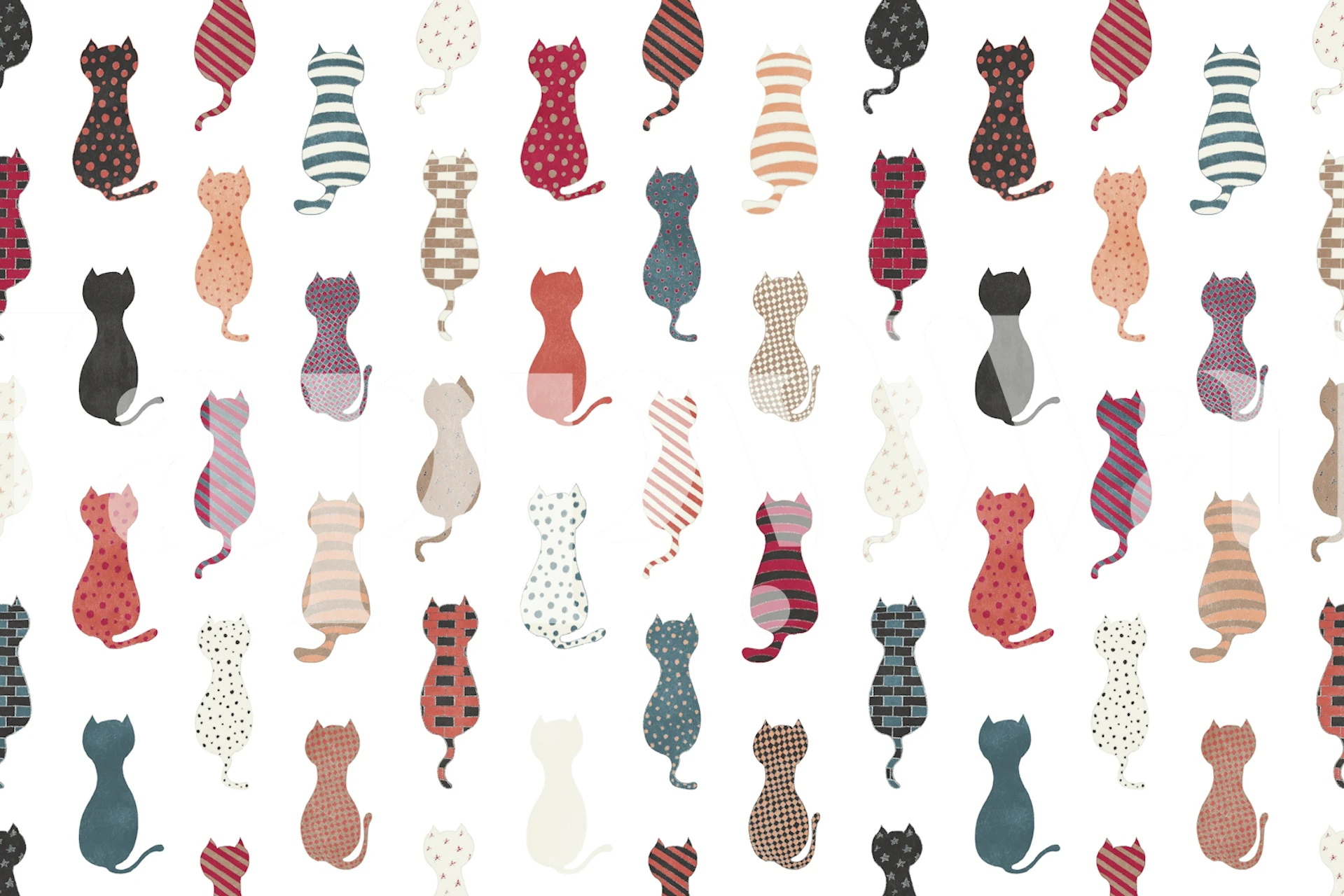 Colorful cat silhouettes tapet i et rom