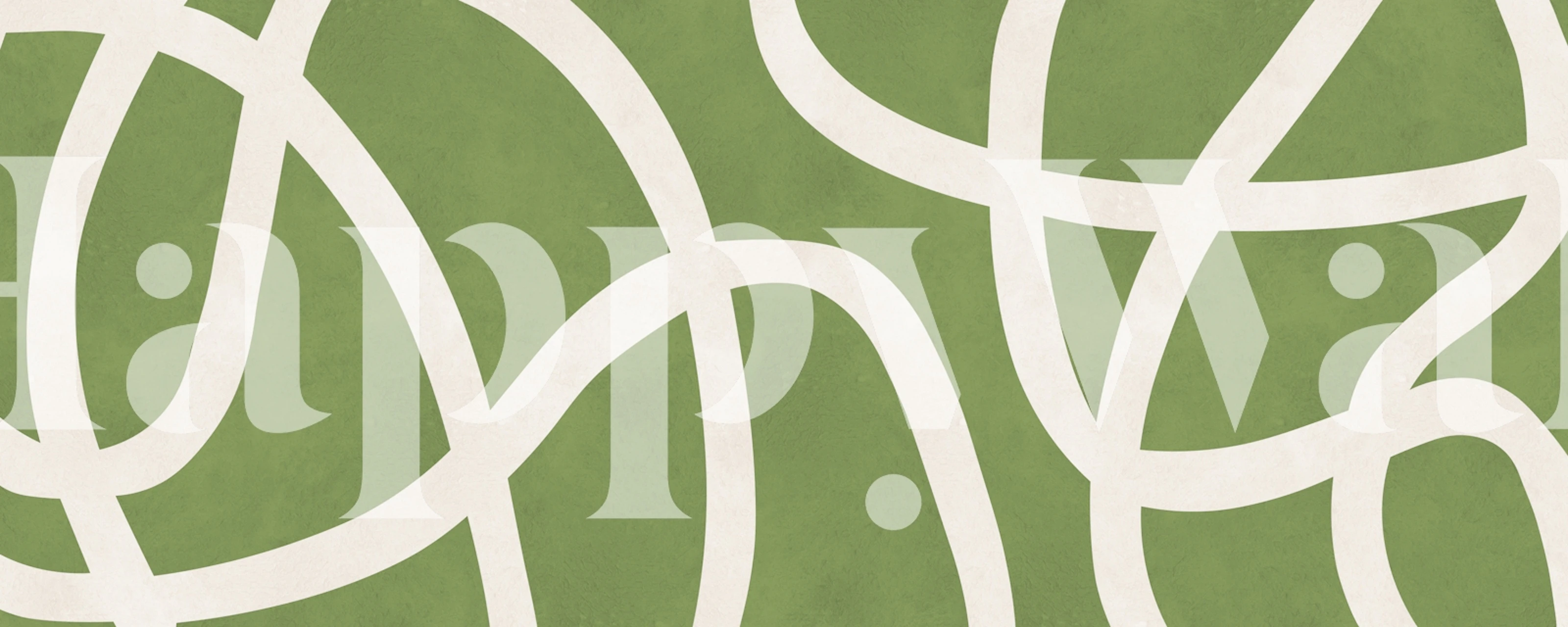 Abstract Green Curves wallpaper in a modern room