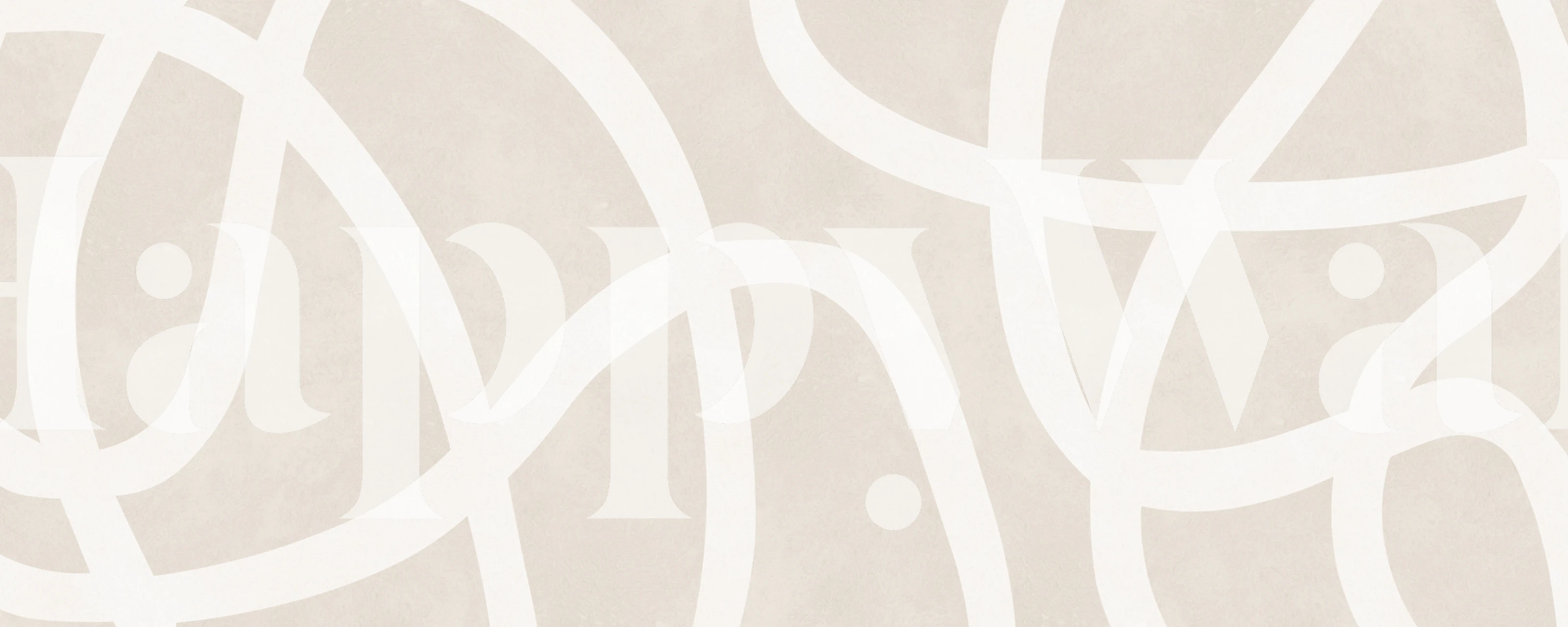 Abstract creamy beige wallpaper with white curving lines and shapes.