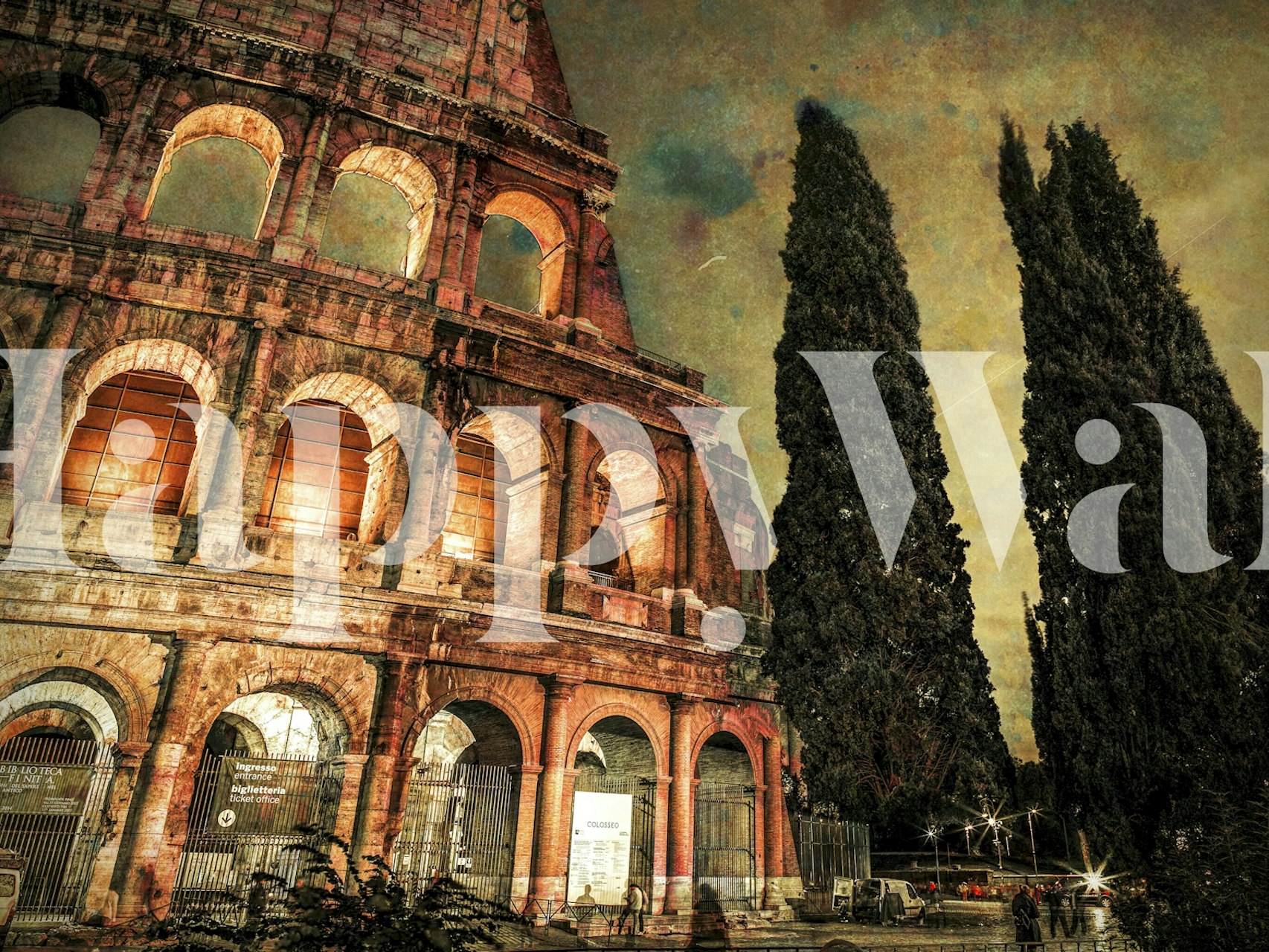 Rome Colosseum tapet visad i ett rum