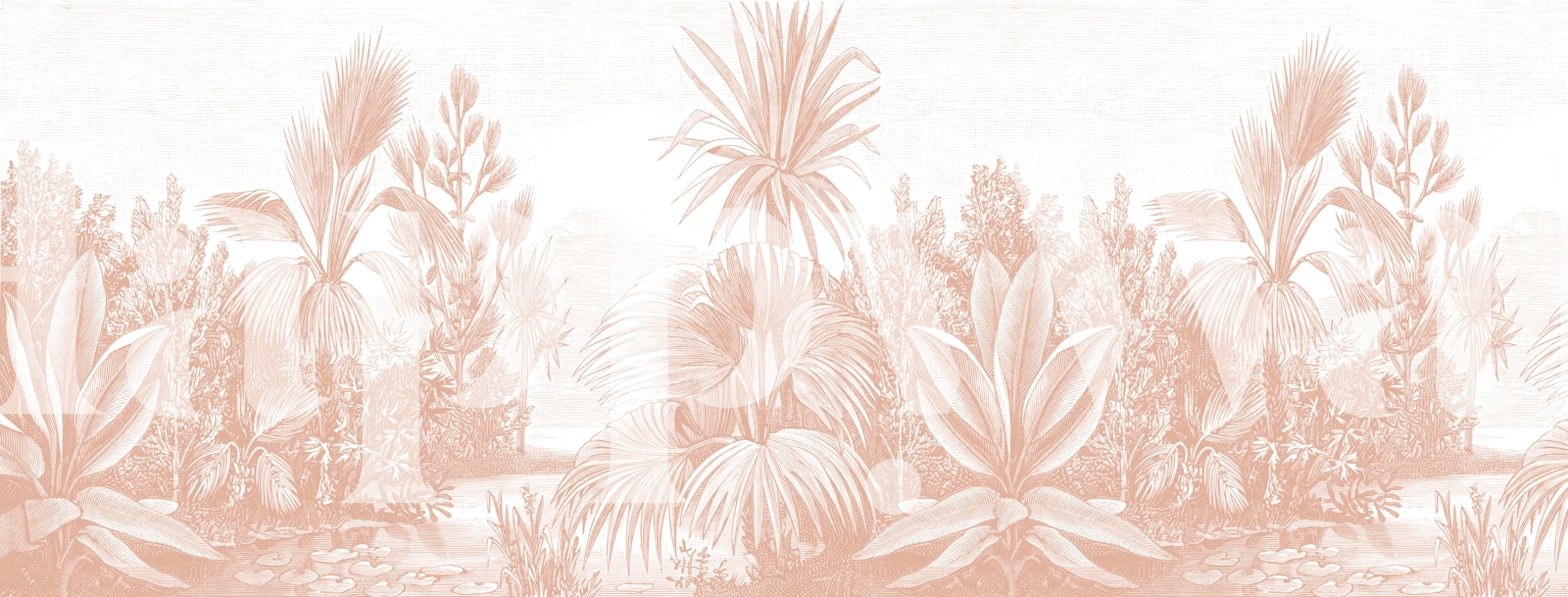 Lush Jungle Pastel Peach Tapete in einem Raum