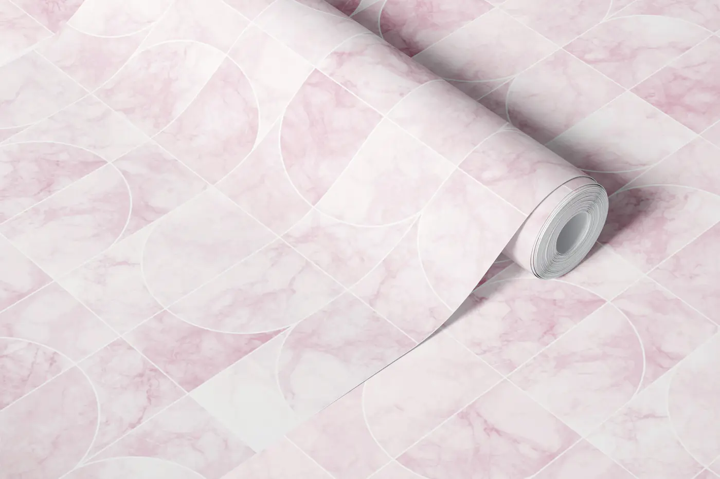 Marbled Geo Tiles Pinkish wallpaper roll