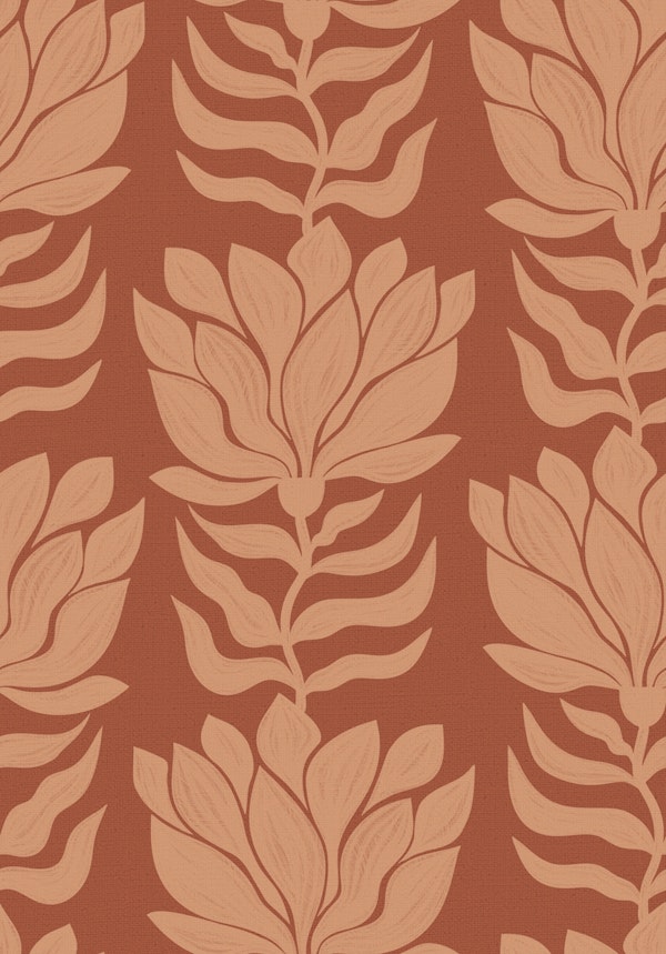 Wavy Boho Abstract Modern Flowers Terracotta