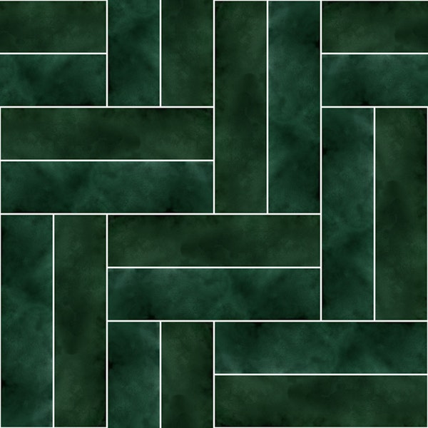 Double block herringbone tiles dark green