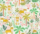 Yellow Tigers in the Palm Jungle on White