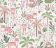 Pink Tigers in the Palm Jungle on White