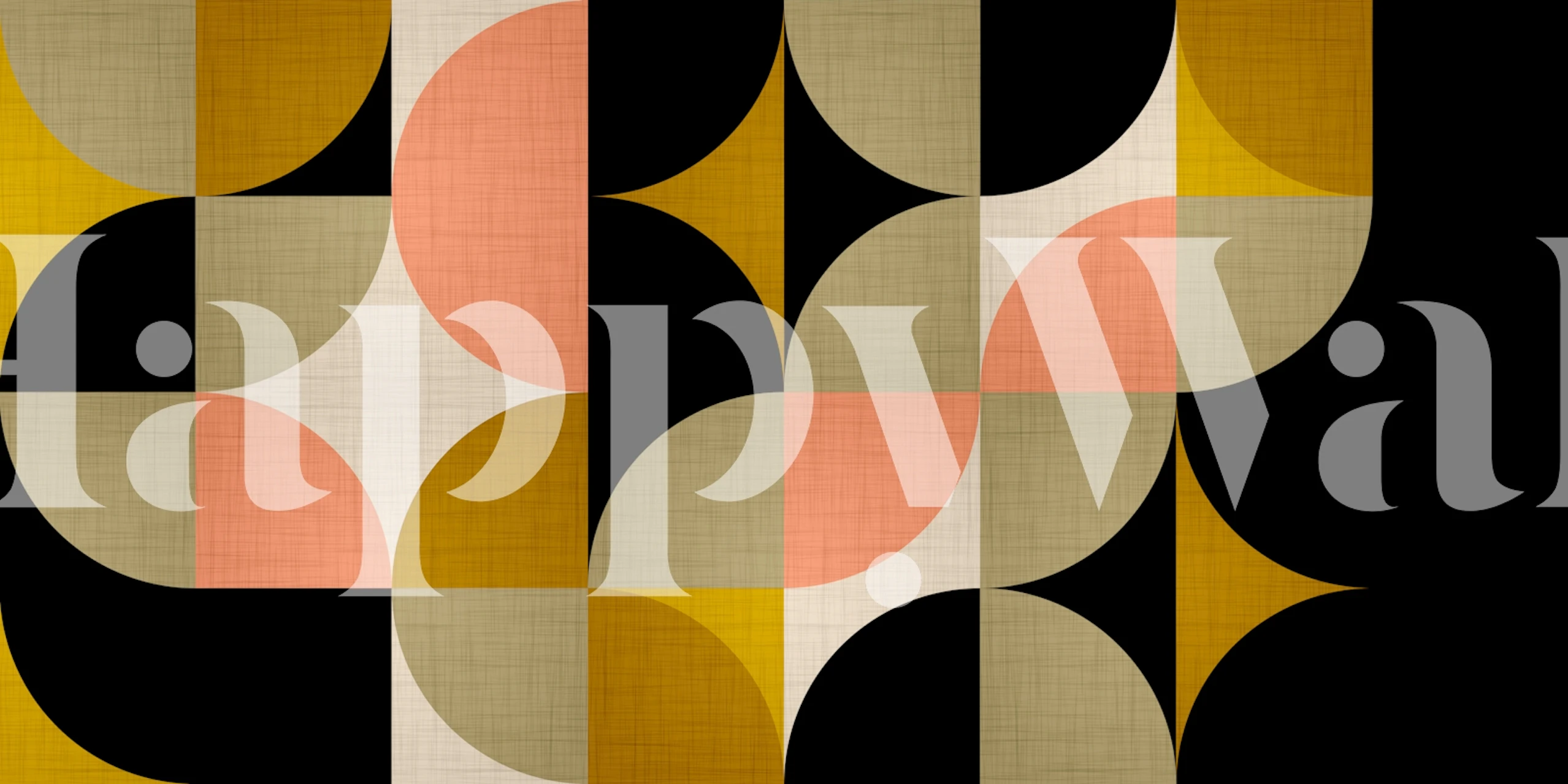 Muted Mid Century Geometric wallpaper in a room