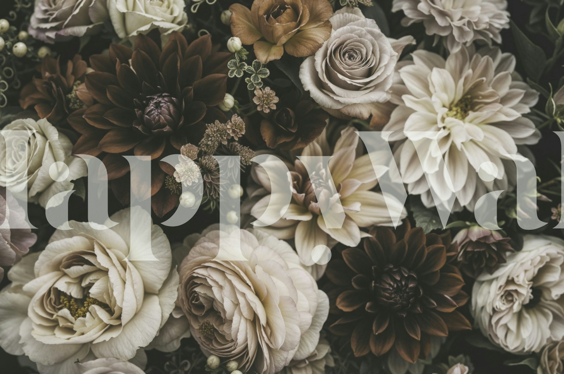 Faded floral design with earthy tones in a vintage style wallpaper