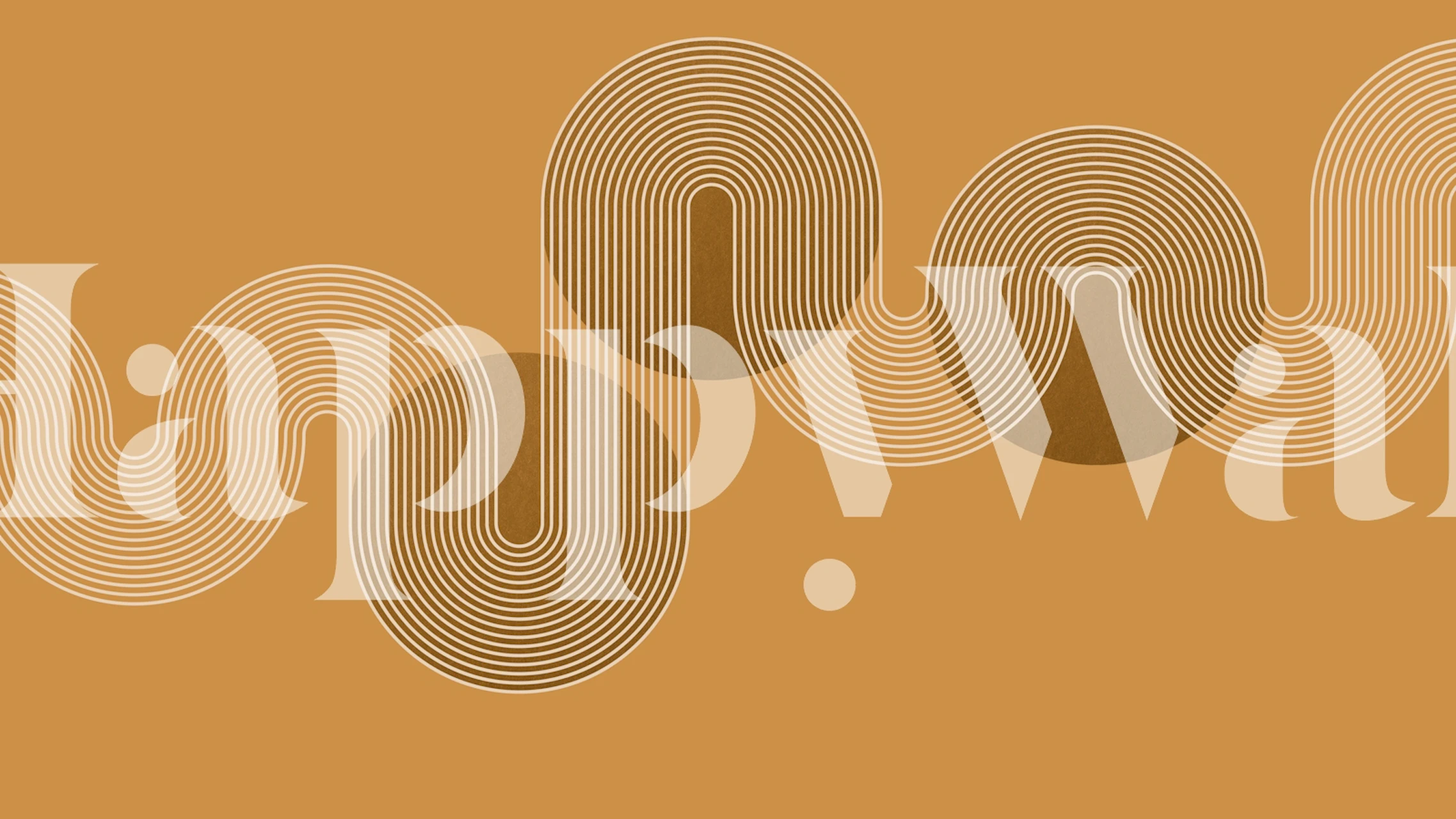 Geometric golden wave pattern on a warm gold background wallpaper