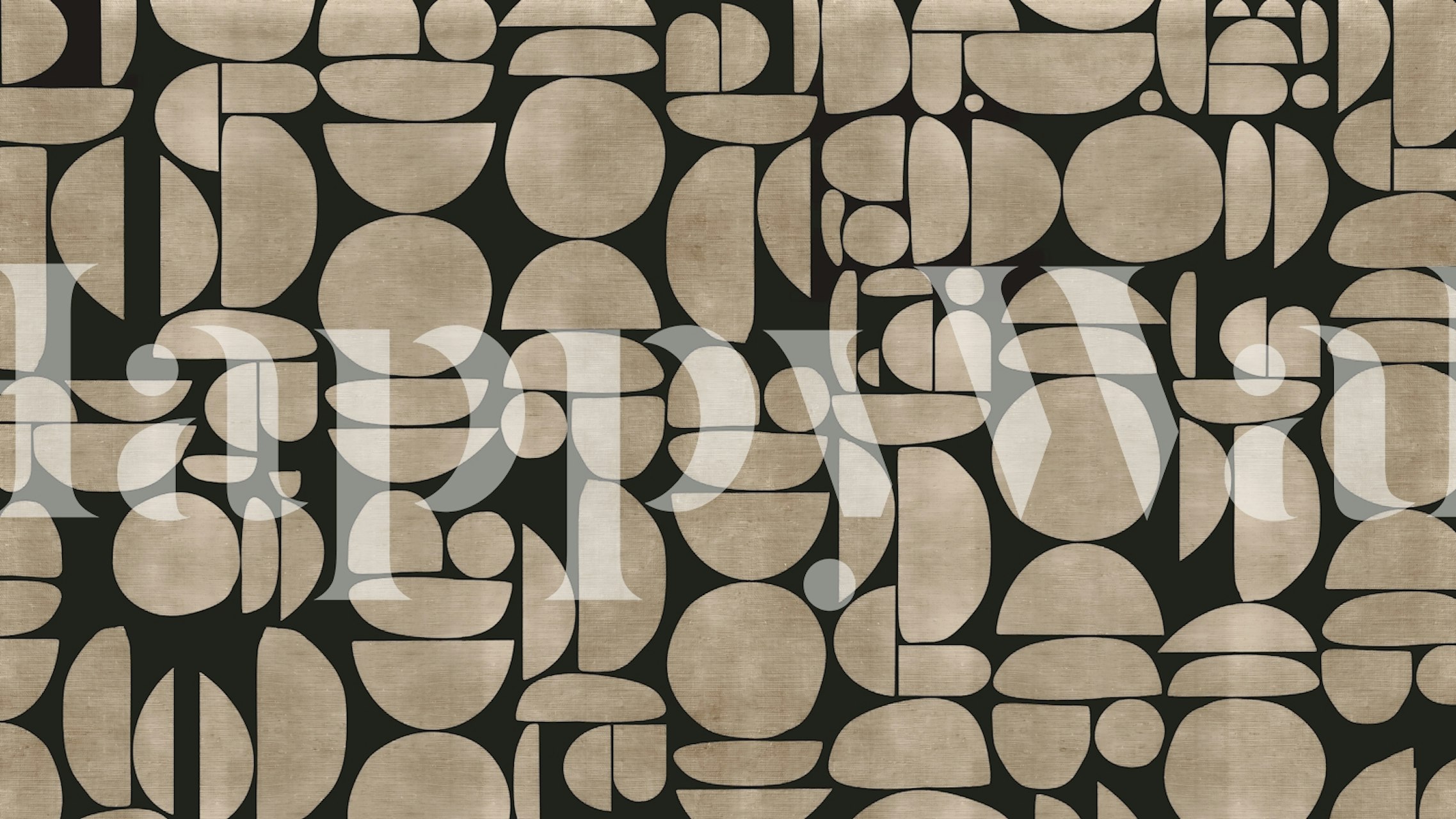 Pebble Mosaic Cutouts wallpaper in a room