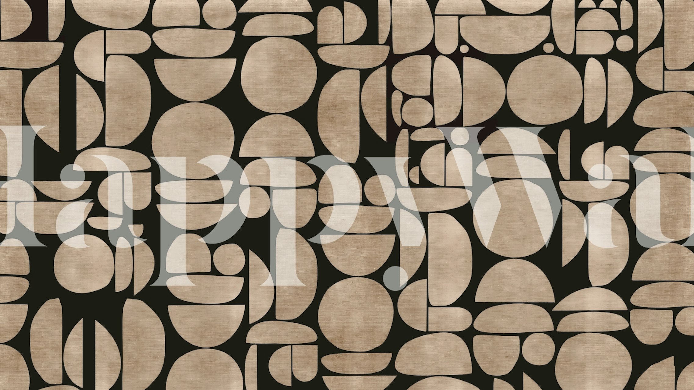 Pebble Mosaic Cutouts wallpaper in a room